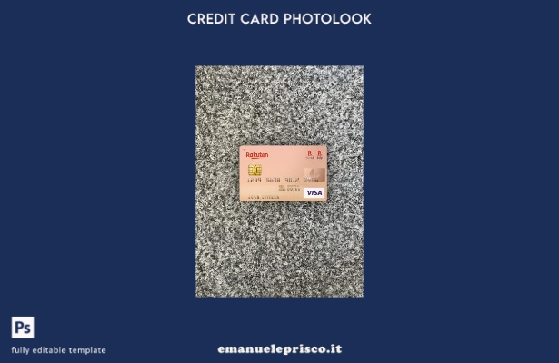 modello frontale photolook con carta visto Japan Rakuten Bank in stile verificat